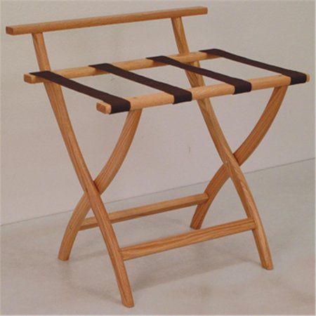 WOODEN MALLET WallSaver Luggage Rack in Light Oak with Brown Webbing LR4-LOBRN